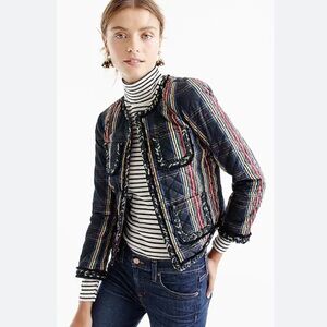 J CREW WOMENS BLAZER LADY MADRAS PLAID NAVY JACKET 10